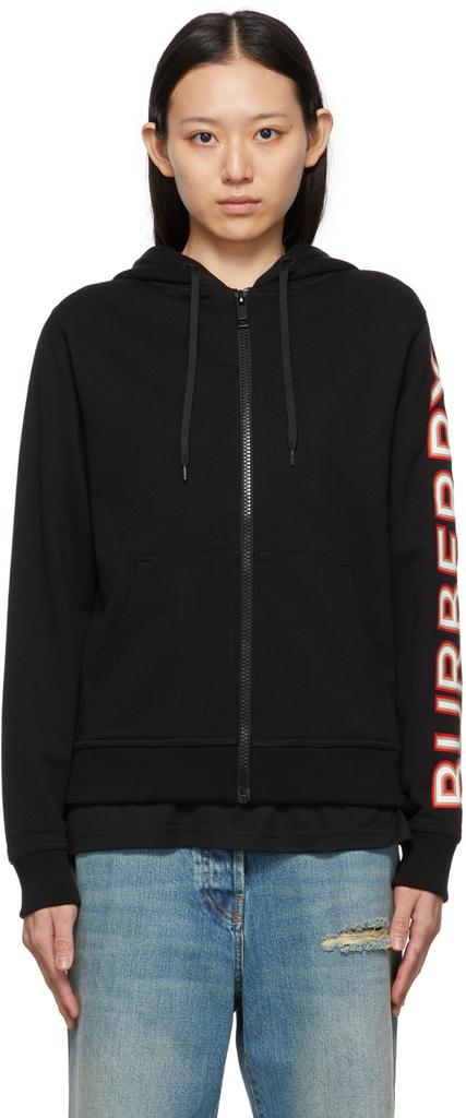 Black Logo Print Rylee Zip-Up Hoodie商品第1张图片规格展示