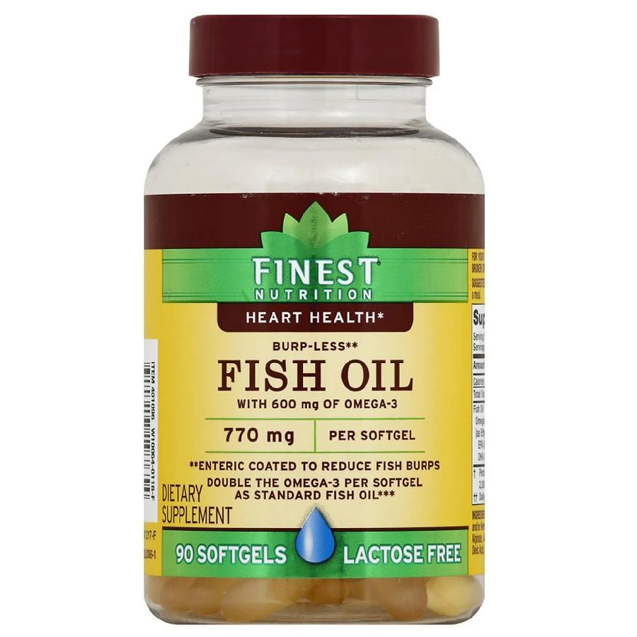 商品Finest Nutrition|Finest Nutrition Burp-Less Fish Oil 770 mg with 600 mg of Omega-3 Softgels,价格¥107,第1张图片