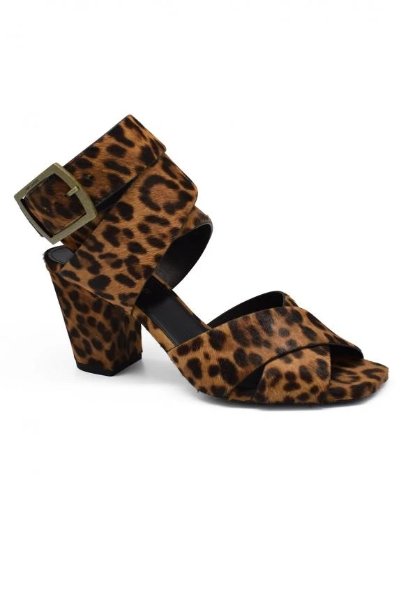 商品Yves Saint Laurent|Luxury shoes for women saint laurent leopard print double buckle sandals,价格¥4411,第3张图片详细描述