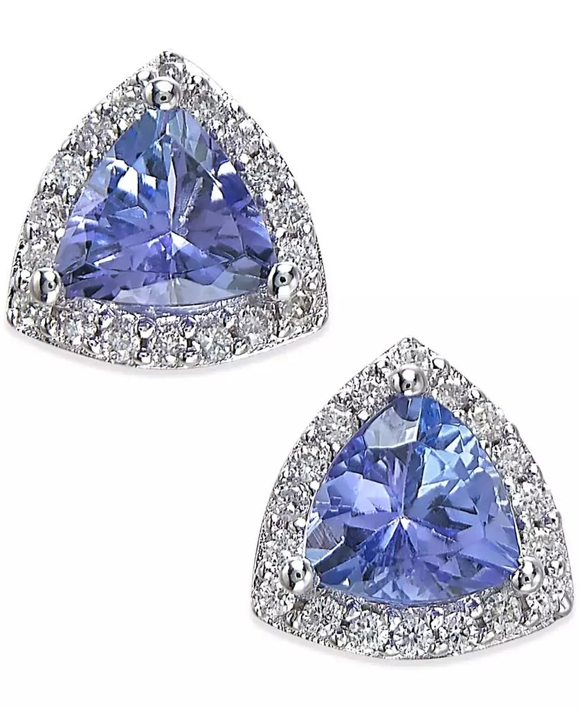 商品Effy|EFFY® Tanzanite (3/4 ct. t.w.) and Diamond (1/8 ct. t.w.) Stud Earrings in 14k White Gold,价格¥3665,第1张图片