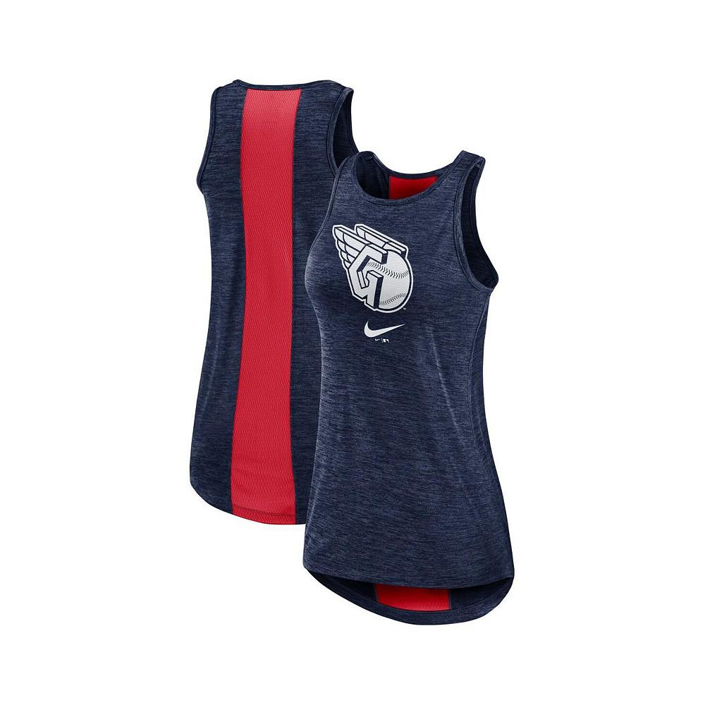 Women's Navy Cleveland Guardians Right Mix High Neck Tank Top商品第1张图片规格展示