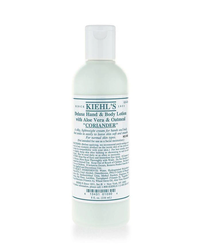 商品Kiehl's|Deluxe Hand & Body Lotion with Aloe Vera & Oatmeal in Coriander 8.4 oz.,价格¥165,第1张图片