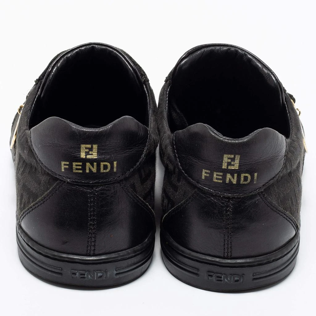 商品[二手商品] Fendi|Fendi Black Zucca Canvas And Leather Low Top Sneakers Size 37.5,价格¥1395,第5张图片详细描述