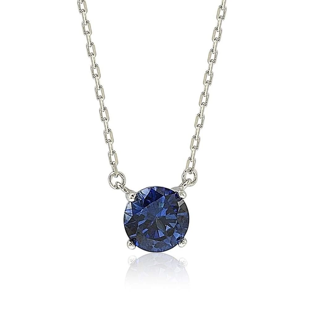 商品Suzy Levian|Sterling Silver Blue Sapphire Solitaire Necklace,价格¥1595,第1张图片