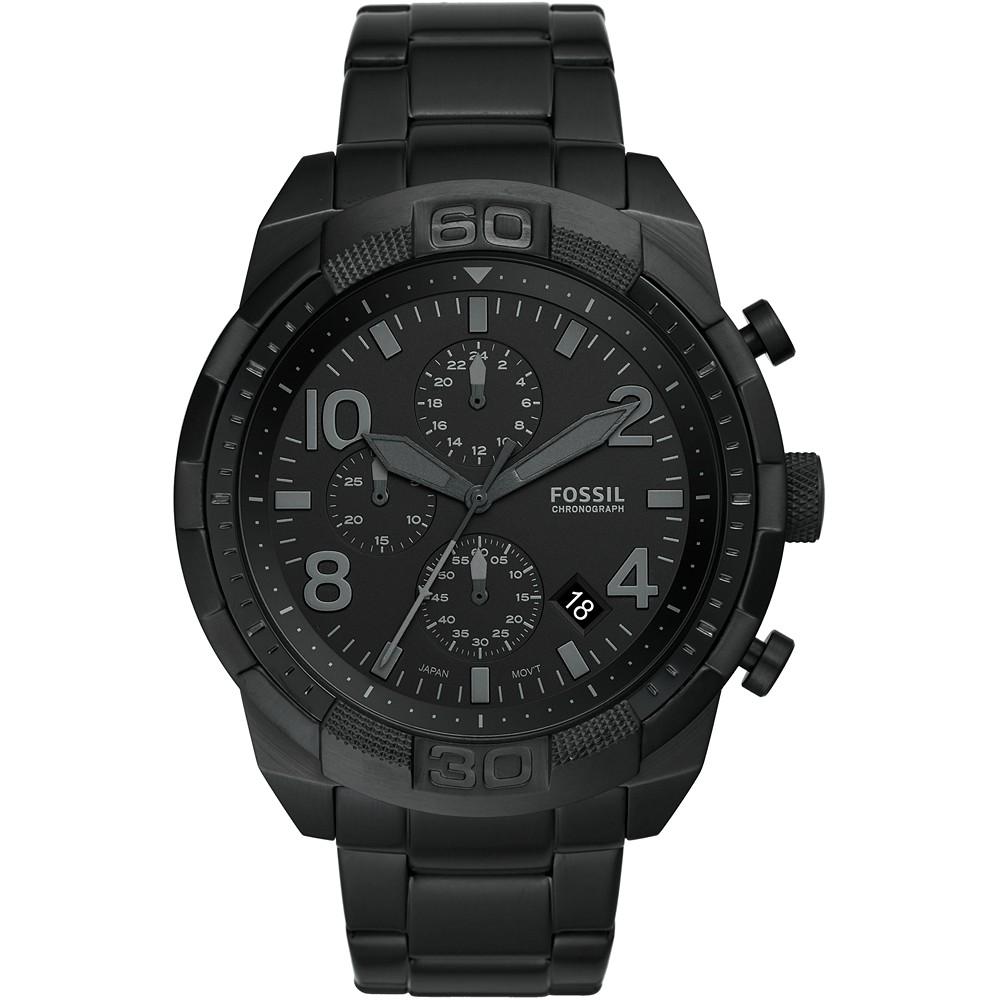 Men's Chronograph Bronson Black Stainless Steel Bracelet Watch 50mm商品第1张图片规格展示