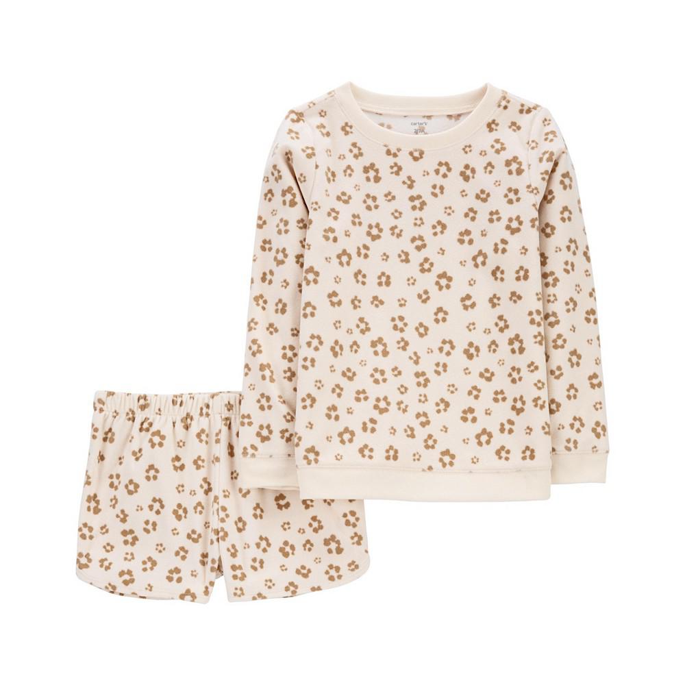 Little Girls Leopard Fleece Pajama, 2 Piece Set商品第1张图片规格展示