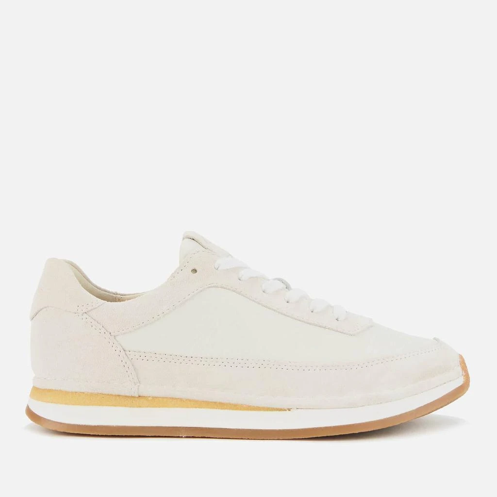 商品Clarks|Clarks Women's Craftrun Lace Suede Running Style Trainers - White,价格¥1014,第1张图片