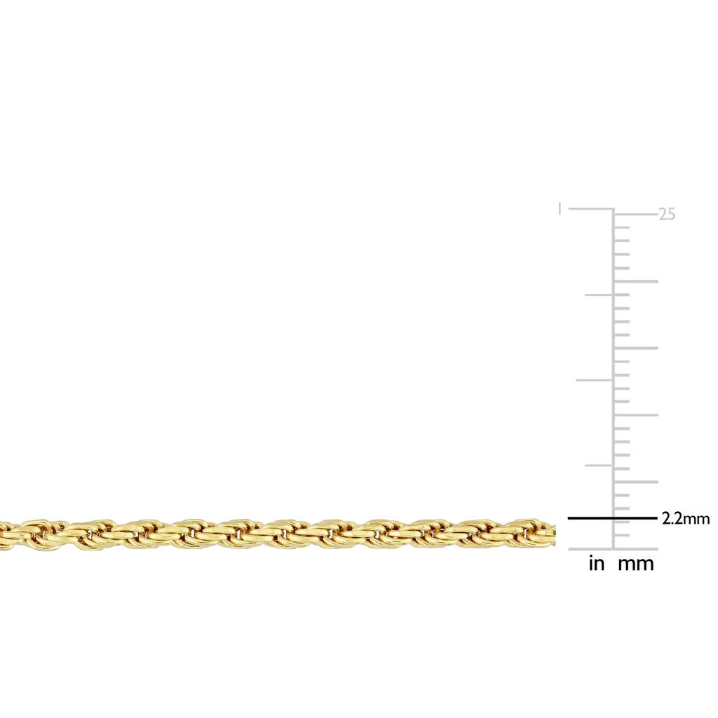 商品Mimi & Max|2.2mm Rope Chain Necklace in Yellow Plated Sterling Silver - 18 in,价格¥411,第4张图片详细描述