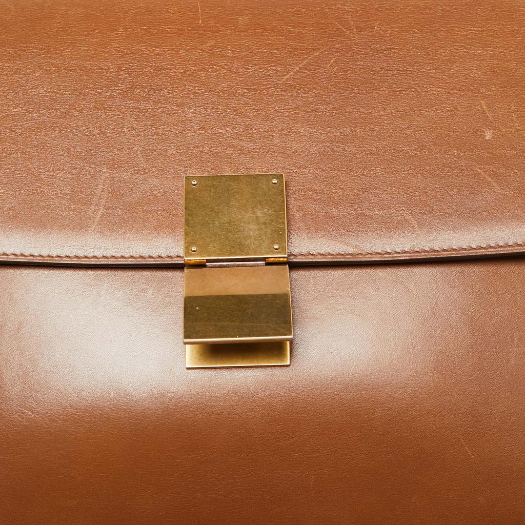 Celine Brown Leather Large Classic Box Shoulder Bag商品第5张图片规格展示
