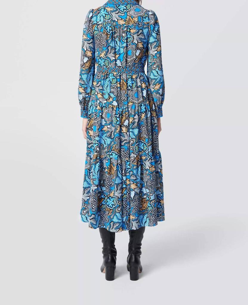 商品Diane von Furstenberg|Alea Midi Shirt Dress In Floral Patch Blue Dot Geo,价格¥2485,第1张图片详细描述