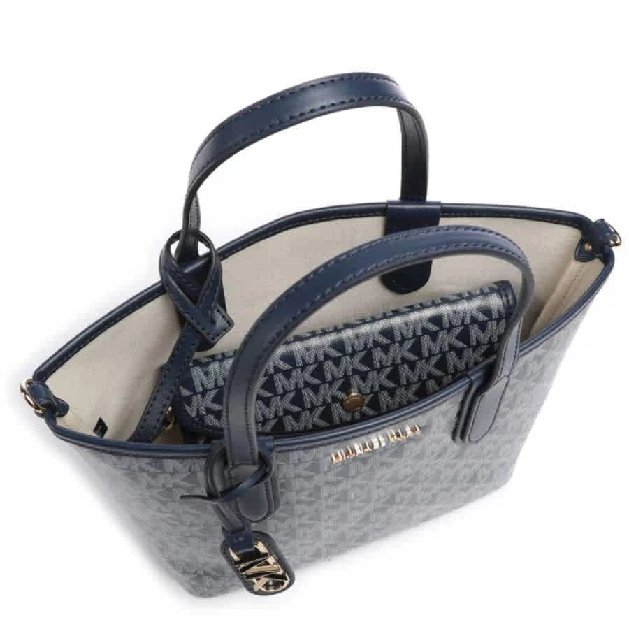 商品Michael Kors|Navy Extra-Small Signature Logo Print Eliza Open Tote,价格¥629,第3张图片详细描述