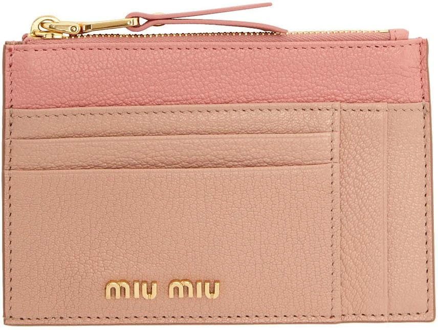 商品Miu Miu|Pink Two-Tone Zip 卡包,价格¥2027,第1张图片