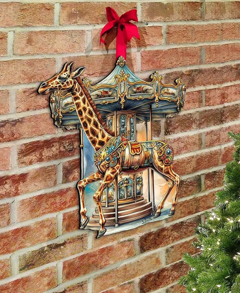 商品Designocracy|Carousel Giraffe Christmas Wooden Door Decor Wall Decor G. DeBrekht,价格¥1099,第5张图片详细描述
