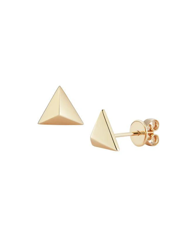 商品Nephora|14K Yellow Gold Pyramid Stud Earrings,价格¥2699,第1张图片