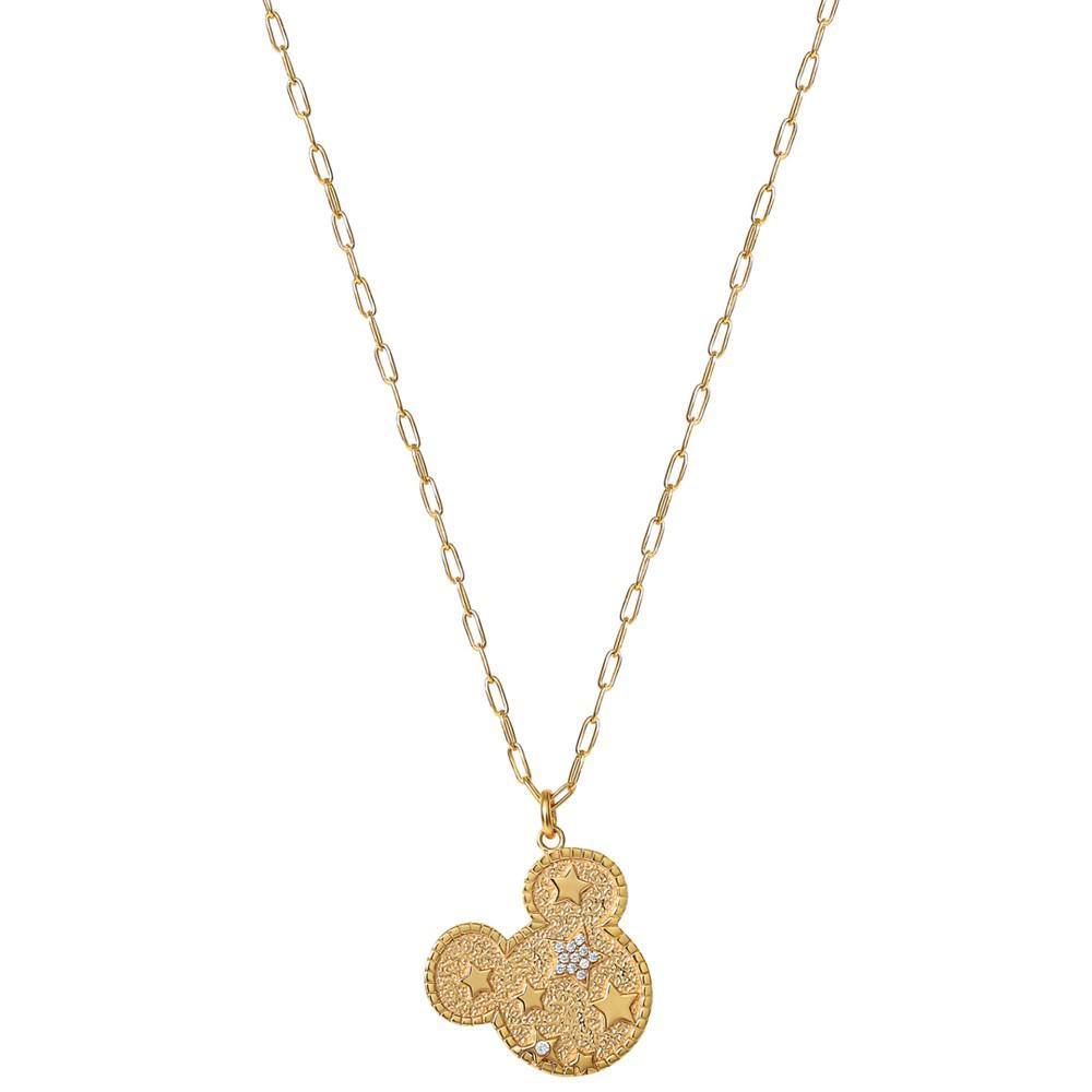 商品Disney|Cubic Zirconia Mickey Mouse Star 18" Pendant Necklace in 18k Gold-Plated Sterling Silver,价格¥414,第5张图片详细描述