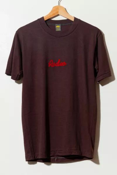 Vintage 1980s Rodeo Chain Stitch Iron Patch Spell Out Brown T-Shirt Made in USA商品第1张图片规格展示