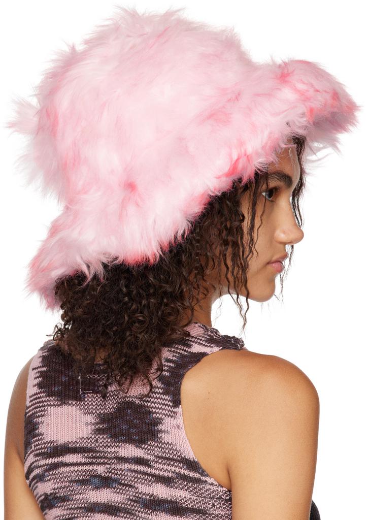 Pink Wera Oversized Faux-Fur Bucket Hat商品第3张图片规格展示