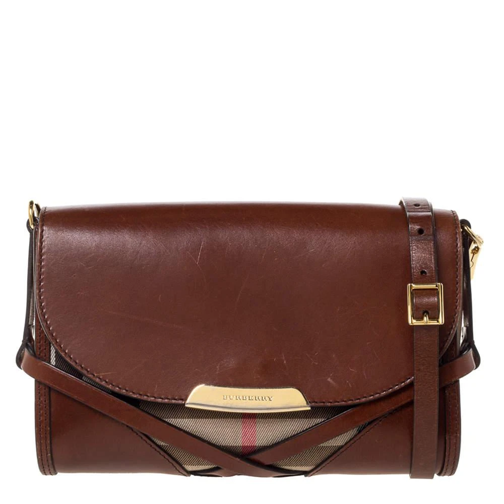 商品[二手商品] Burberry|Burberry Brown/Beige Nova Check Canvas and Leather Abbott Shoulder Bag,价格¥2825,第1张图片