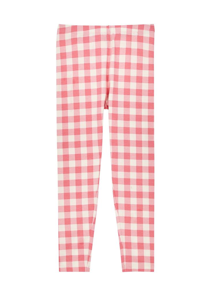 KIDS Pink gingham stretch-cotton leggings商品第1张图片规格展示