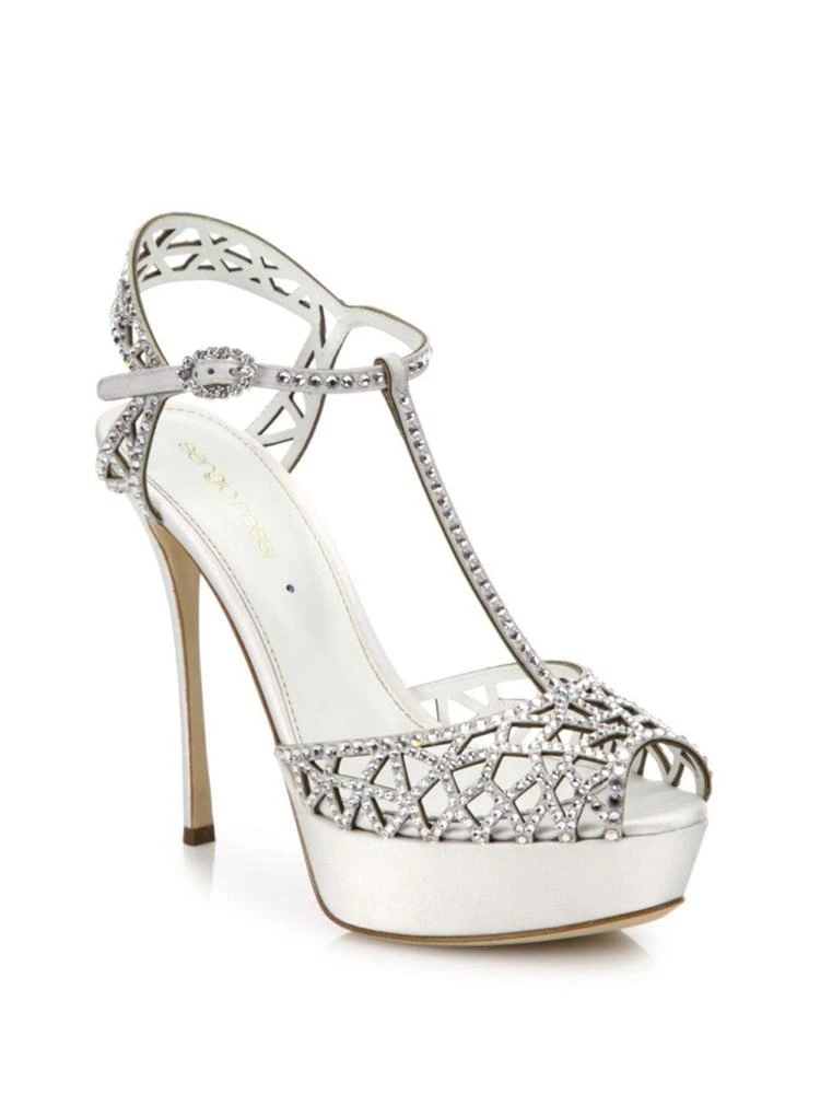 商品Sergio Rossi|Tresor Crystal & Satin T-Strap Platform Sandals,价格¥3499,第1张图片