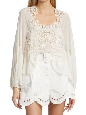 商品Self Portrait|Macramé Lace-Embellished Top,价格¥1425,第1张图片