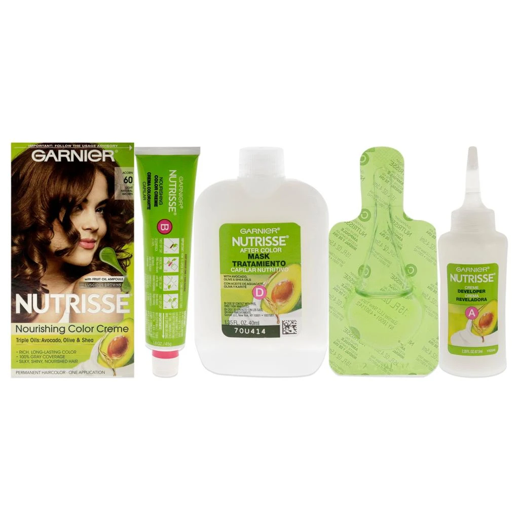 商品Garnier|Nutrisse Nourishing Color Creme #60 Light Natural Brown by Garnier for Unisex - 1 Application Hair Color,价格¥126,第4张图片详细描述