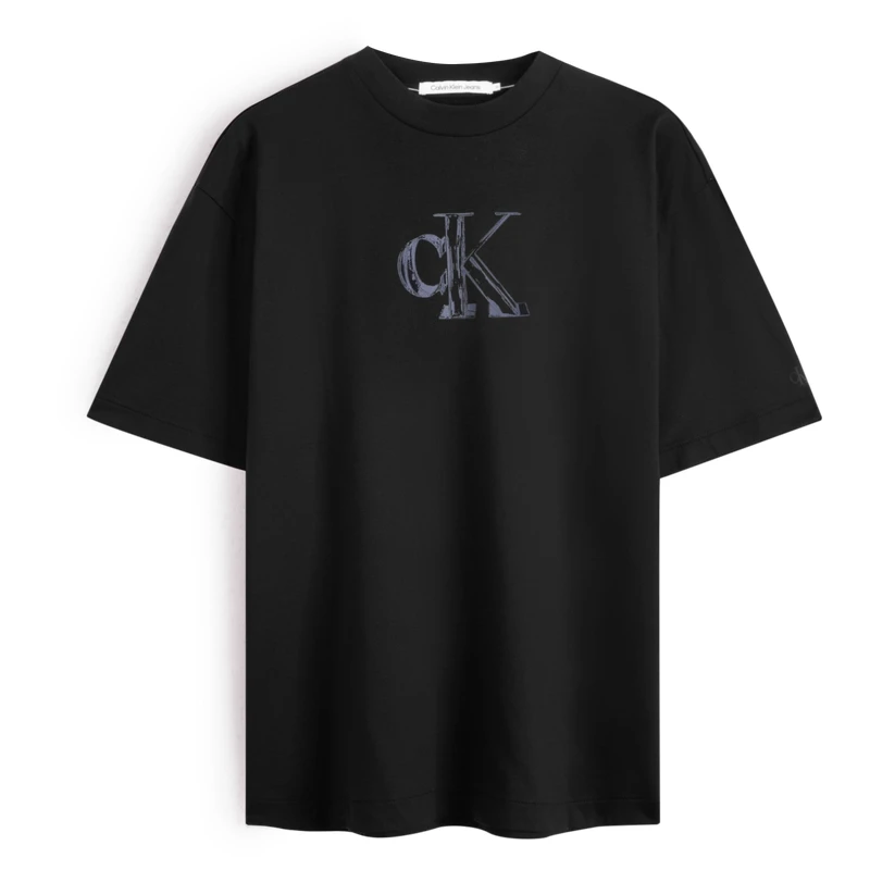商品[国内直发] Calvin Klein|CALVIN KLEIN 休闲字母印花宽松纯棉重磅短袖T恤 男款 太空黑,价格¥504,第1张图片