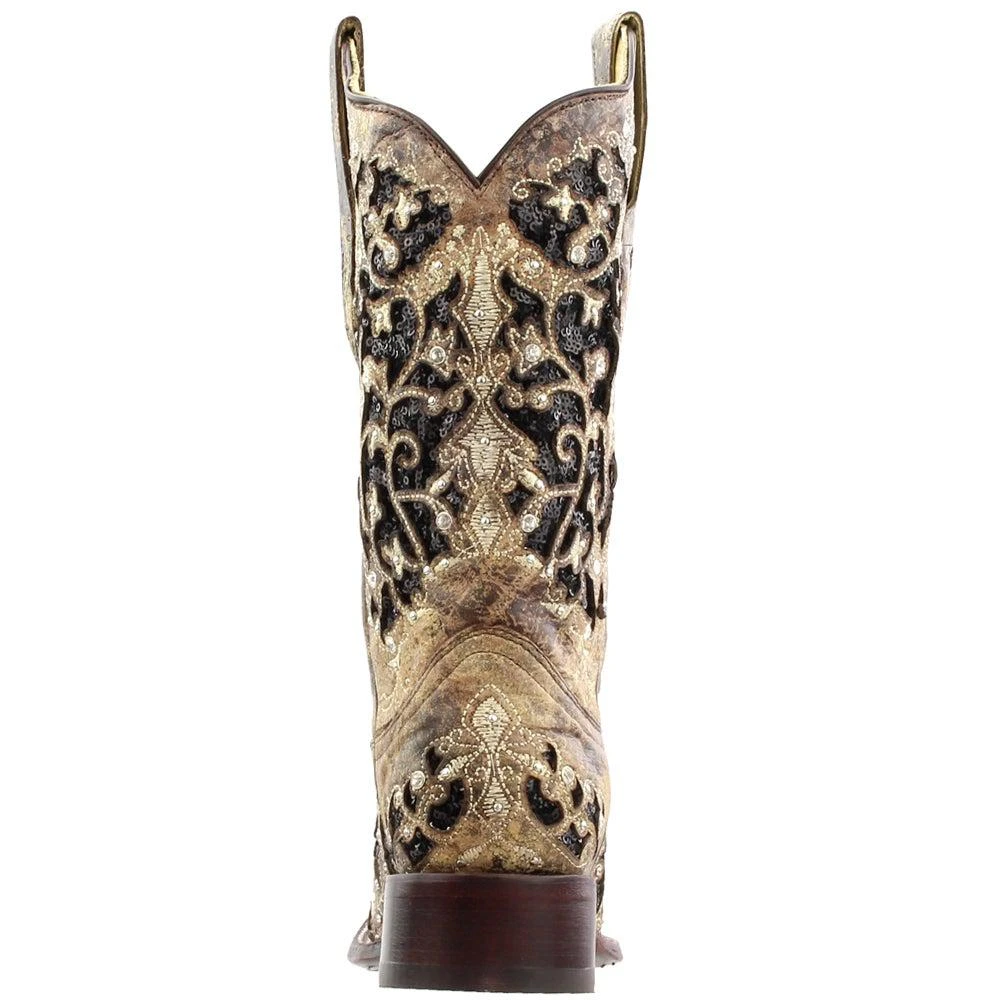 商品Corral Boots|Sequined Tooled-Inlay Square Toe Cowboy Boots,价格¥2061,第3张图片详细描述