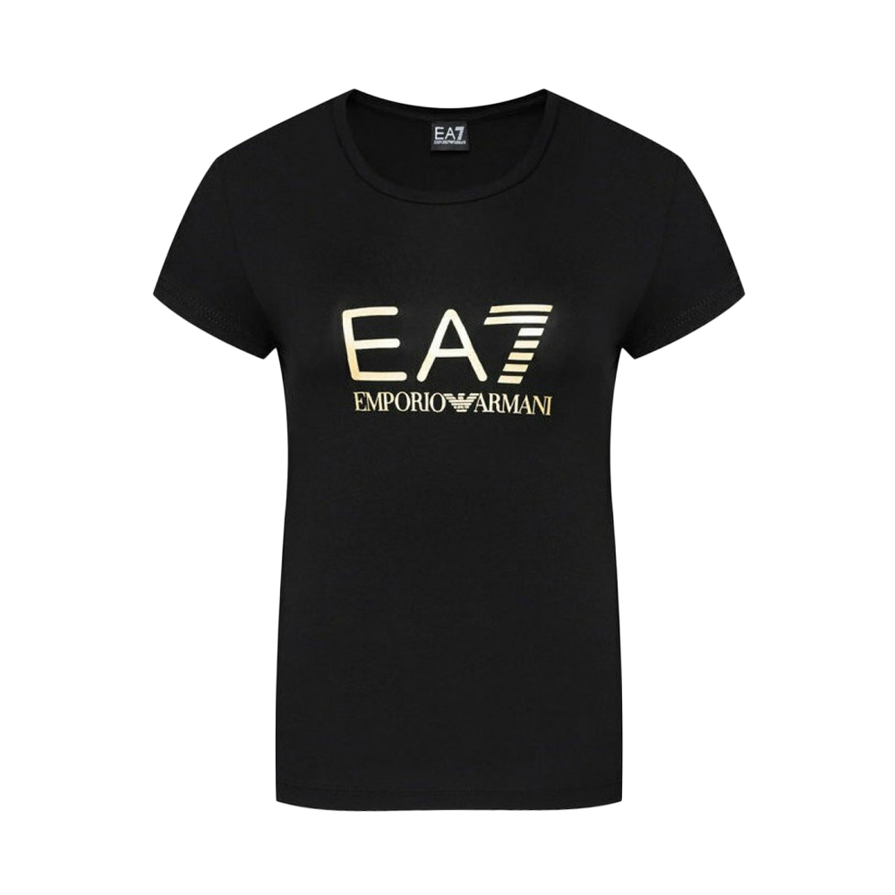 EMPORIO ARMANI 安普里奥·阿玛尼 黑色棉质logo印花短袖女士T恤 8NTT63-TJ12Z-0200商品第1张图片规格展示