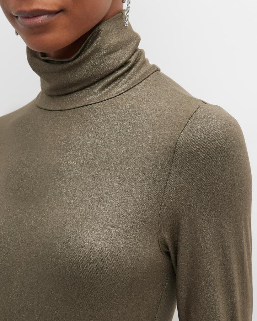 商品MAJESTIC FILATURES|Metallic Long-Sleeve Turtleneck Top,价格¥1471,第7张图片详细描述