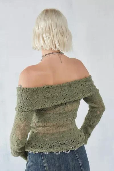 UO Bardot Laddered Knit Sweater 商品