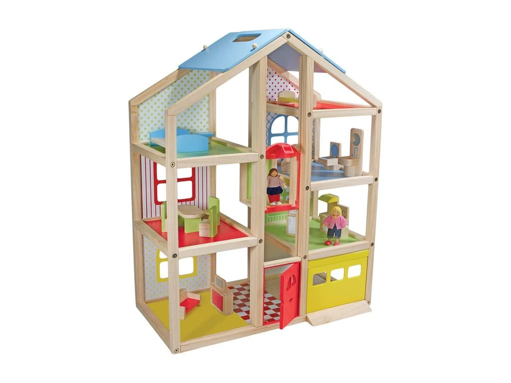 商品Melissa & Doug|Hi-Rise Wooden Dollhouse and Furniture Set,价格¥1274,第1张图片