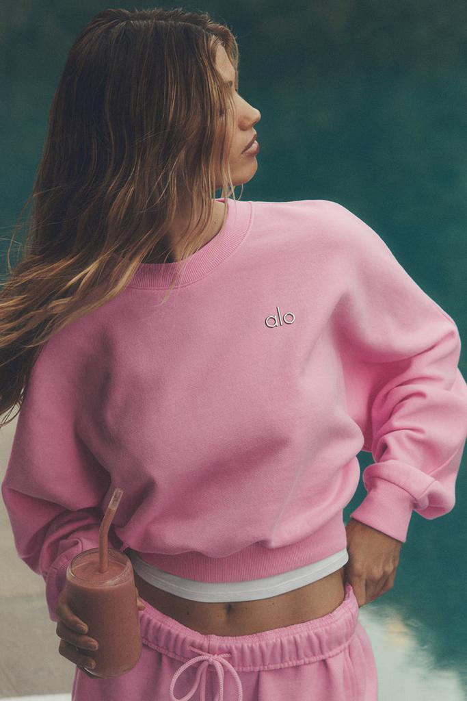 Alo Cropped Accolade Crewneck - Vintage Pink - Hoodies - Free