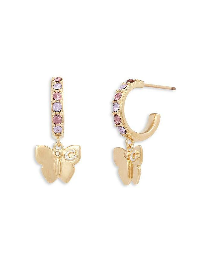 商品Coach|Butterfly Charm Crystal Huggie Hoop Earrings,价格¥418,第1张图片