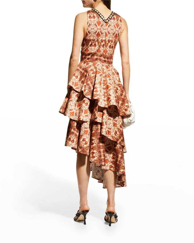 商品Autumn Adeigbo|Signy Abstract Printed Tiered Crisscross Midi Dress,价格¥3387,第4张图片详细描述