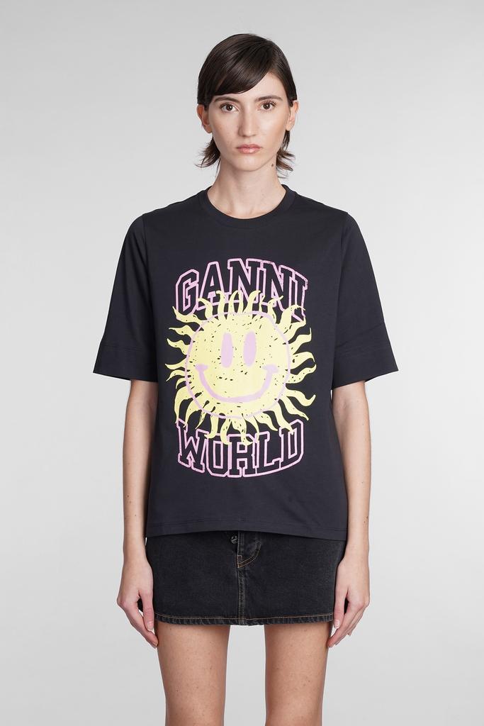 Ganni T-shirt In Black Cotton商品第1张图片规格展示