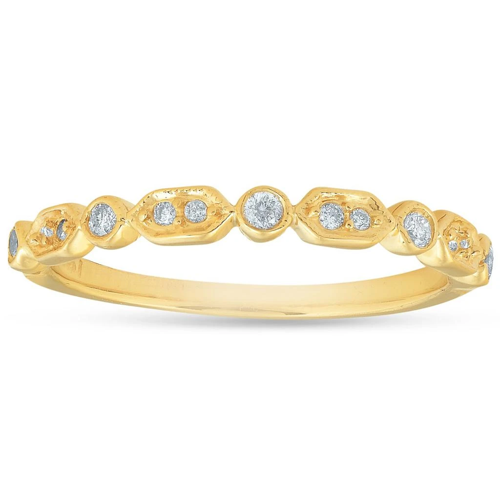 商品[国内直发] Pompeii3|【缺钻】1/6ct Diamond Wedding Ring 14k Yellow Gold,价格¥959,第1张图片