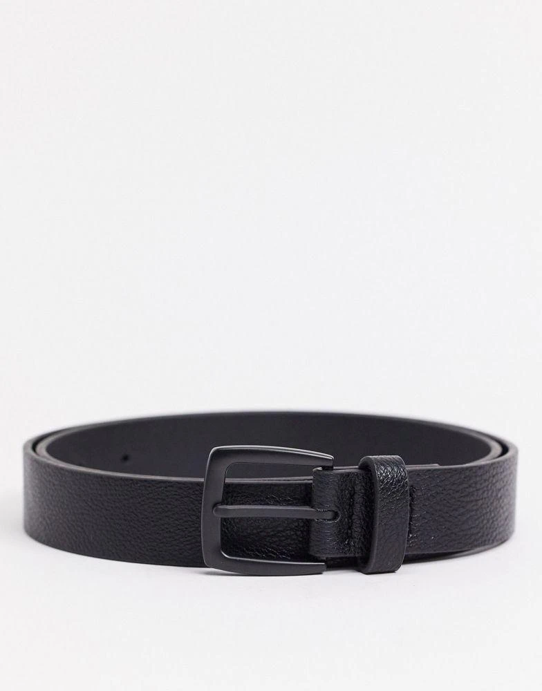 商品ASOS|ASOS DESIGN wide belt in black faux leather with matte black buckle detail,价格¥65,第1张图片