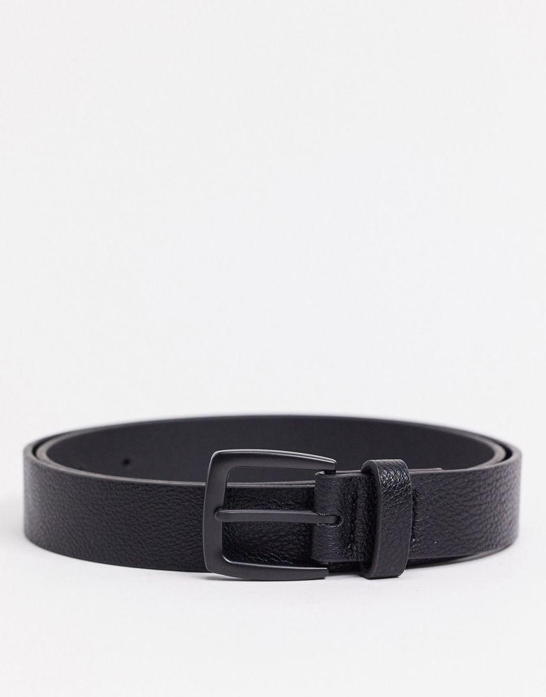 商品ASOS|ASOS DESIGN wide belt in black faux leather with matte black buckle detail,价格¥55,第1张图片