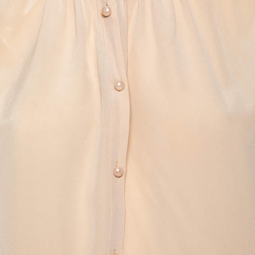 Joseph Beige Silk Oriental Neckline Everett Button Front Top L商品第4张图片规格展示