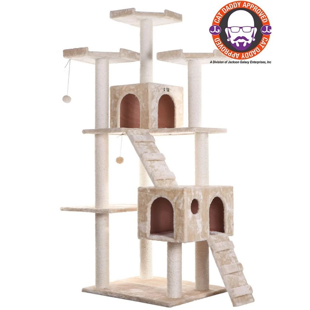 商品Macy's|74" Multi-Level Real Wood Cat Tree With Scratching Posts,价格¥2762,第5张图片详细描述