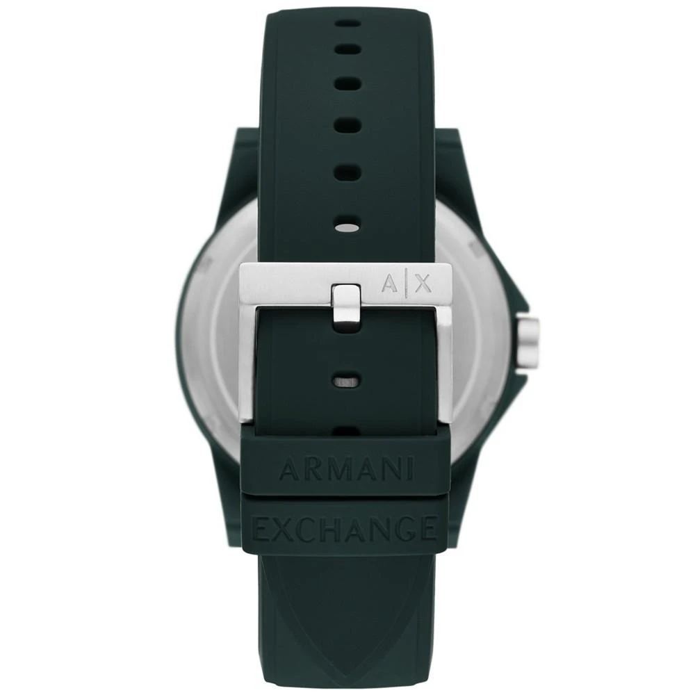 商品Armani Exchange|Men's Three-Hand Quartz Green Silicone Watch 44mm,价格¥356,第3张图片详细描述