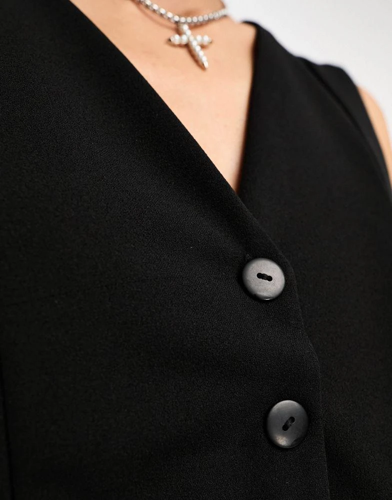商品ASOS|ASOS DESIGN scuba crepe waistcoat in black,价格¥123,第4张图片详细描述