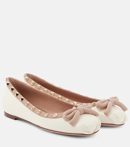 商品Valentino|Rockstud皮革芭蕾舞平底鞋,价格¥5841,第1张图片
