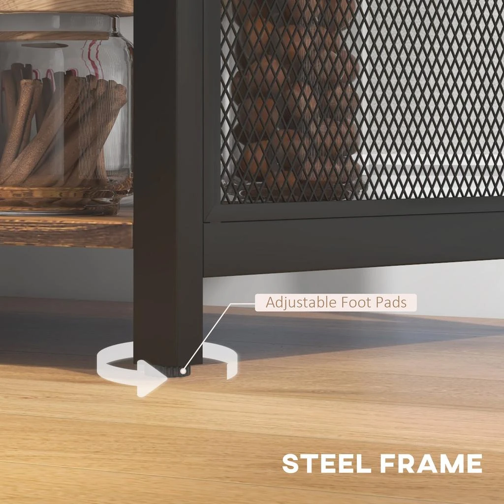 商品Streamdale Furniture|Streamdale LED Wine Cabinet with Charging Station Glass Holders,价格¥2664,第3张图片详细描述
