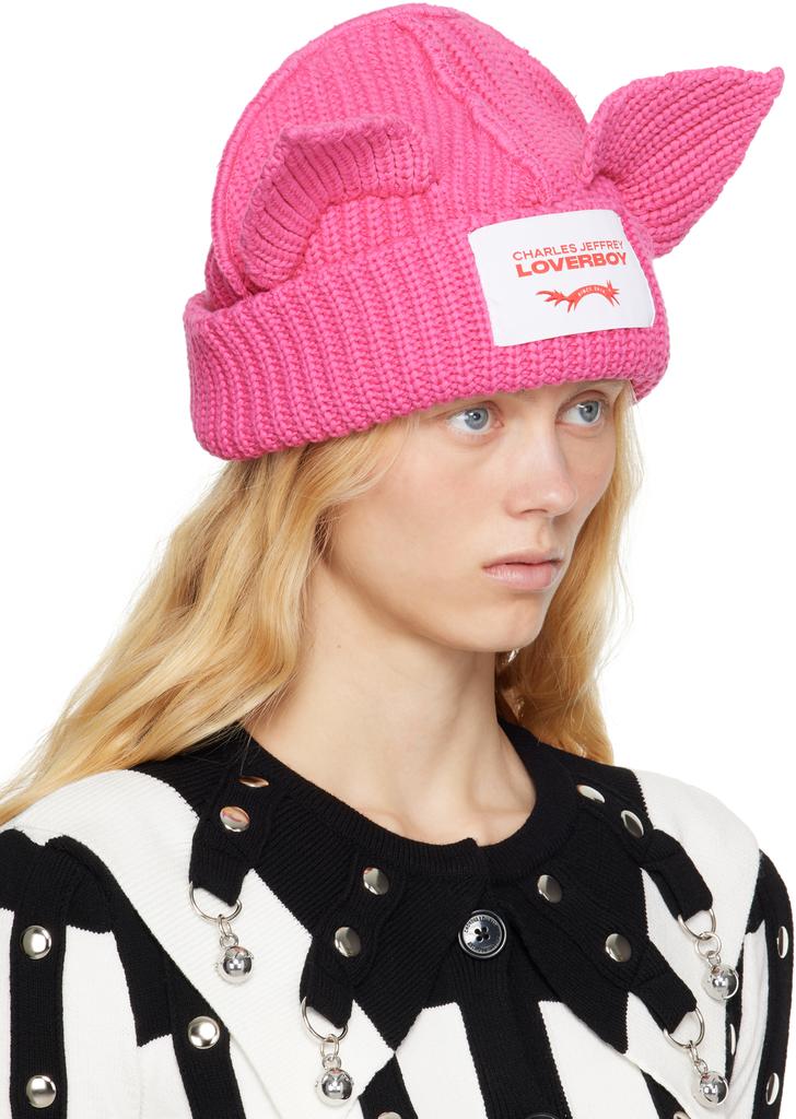Charles Jeffrey Loverboy Pink Chunky Ears Beanie - Hats - BeyondStyle