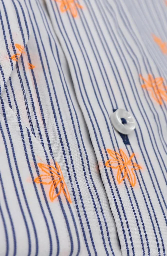 商品Lorenzo Uomo|Trim Fit Stripe Neon Embroidery Dress Shirt,价格¥269,第2张图片详细描述