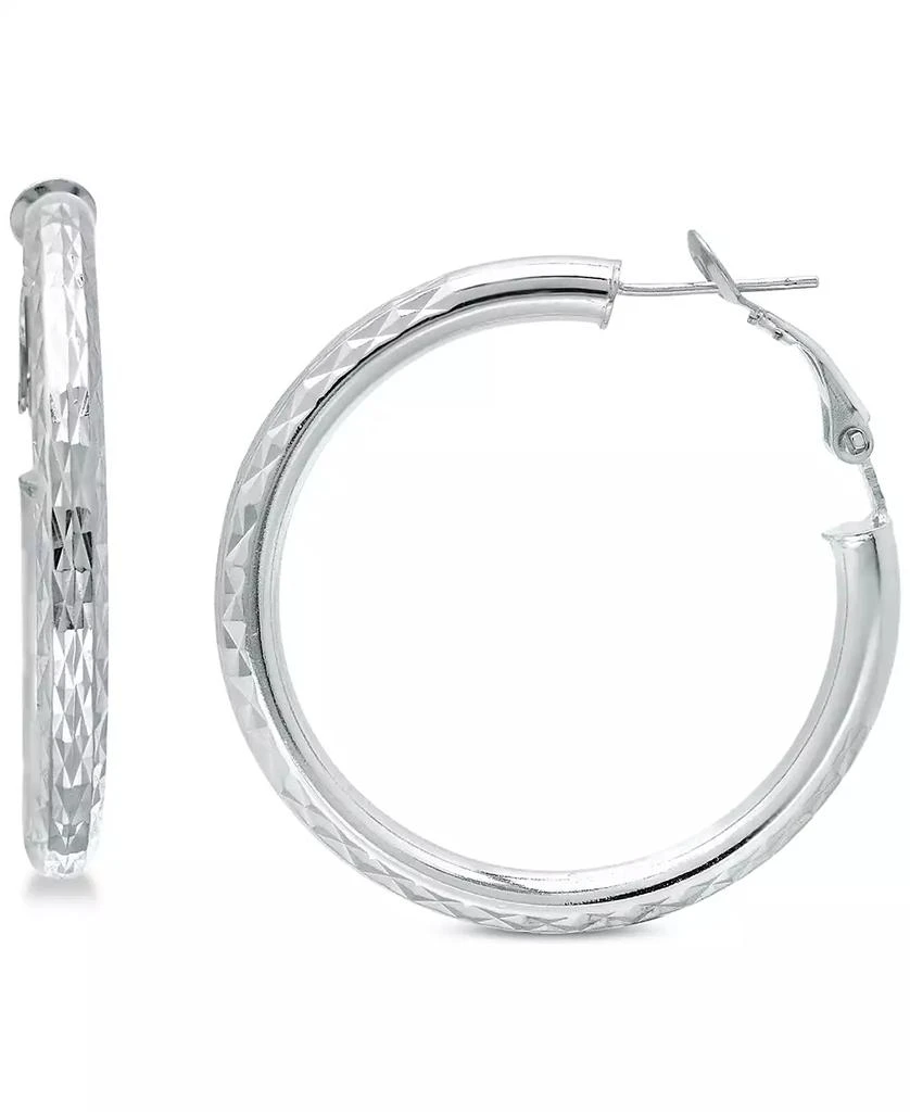 商品Giani Bernini|Medium Patterned Hoop Earrings in Sterling Silver, 40mm, Created for Macy's,价格¥368,第1张图片