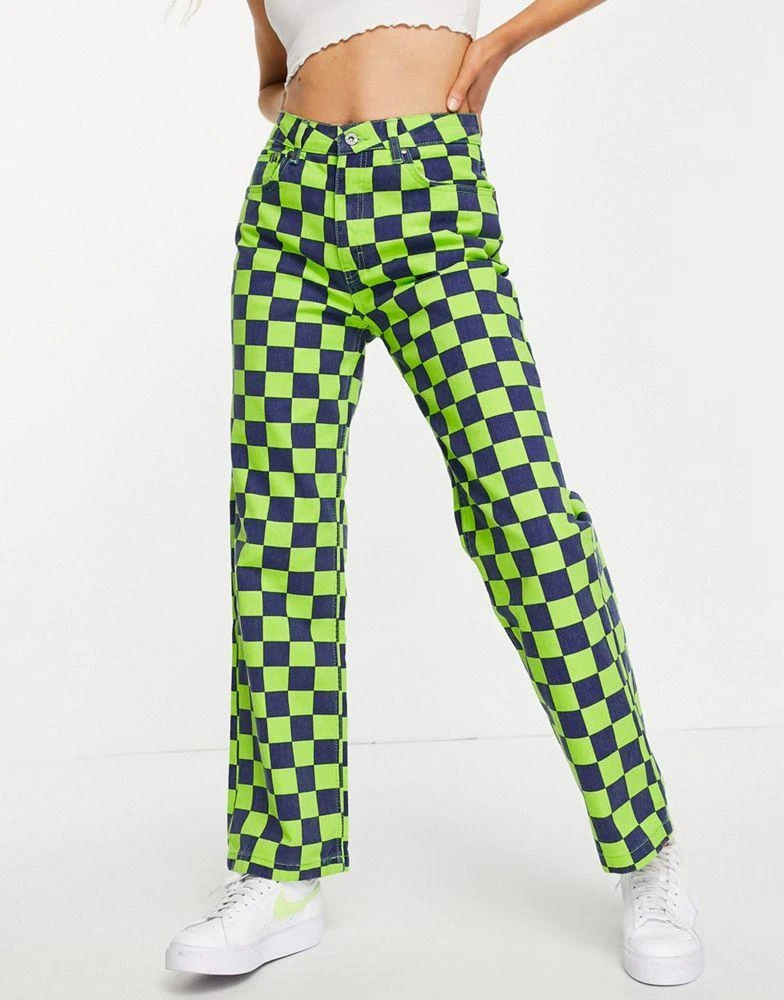 商品The Ragged Priest|The Ragged Priest wave print dad jeans in green and black,价格¥208,第4张图片详细描述