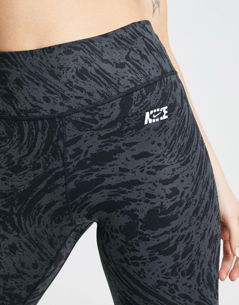 商品NIKE|Nike Training Icon Clash One Dri-FIT high rise printed 7/8 leggings in black,价格¥537,第5张图片详细描述